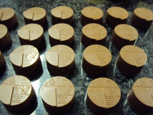 pralines chocolat blanc, coco, batida détail